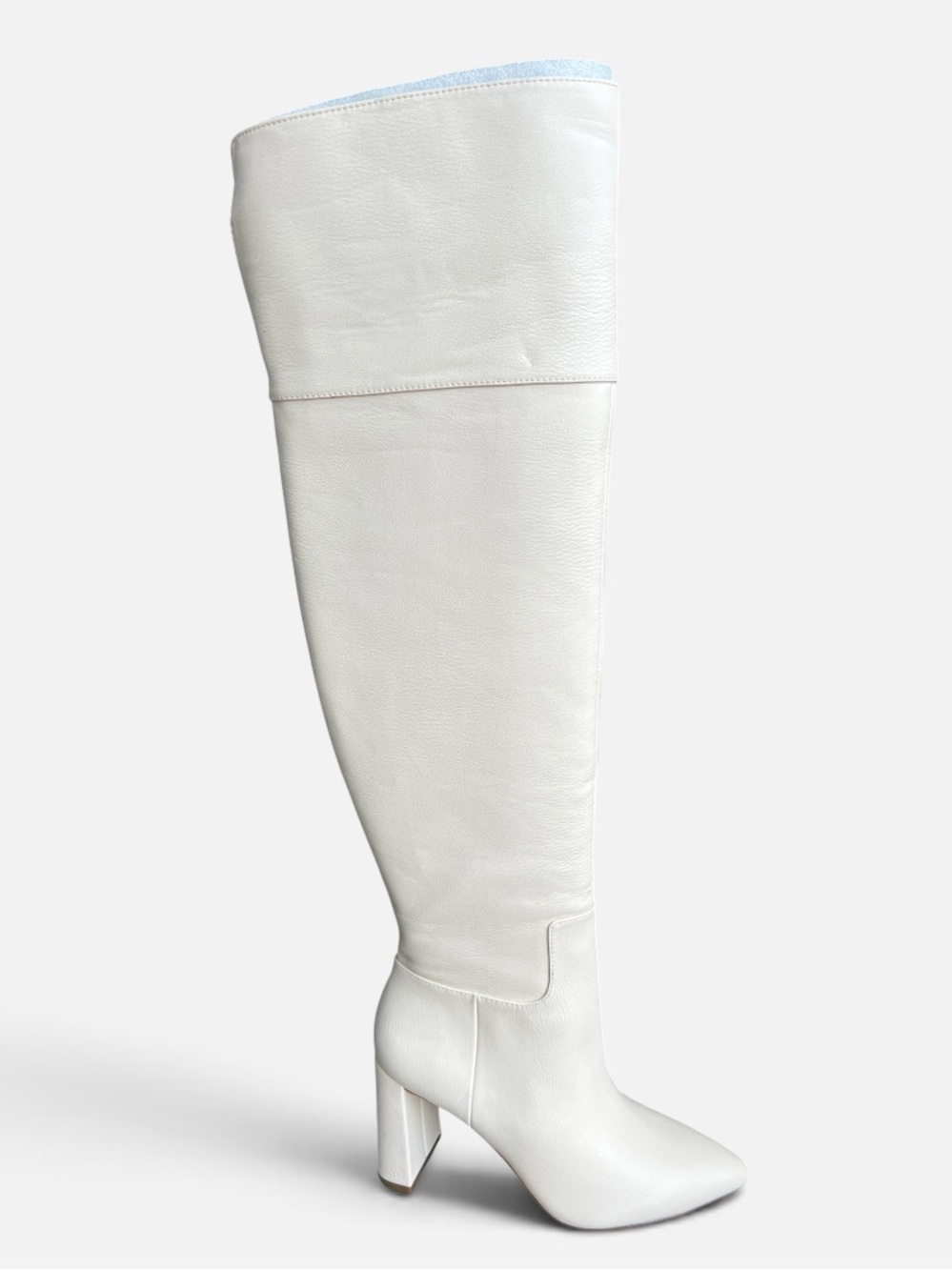 Jessica Simpson Akemi White Over The Knee Pointed Toe Boots Size 7 Block Heel